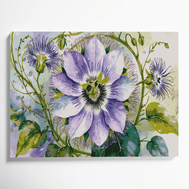 Art mural sur toile Botanical Passion Flower, H 20 po x l 24 po