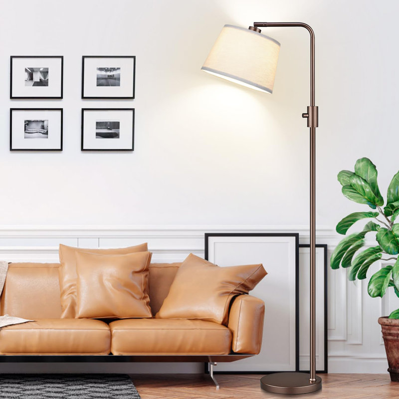 Floor Lamp with 1000 Lumens LED Edison Bulb, Brown, Beige