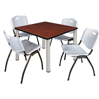 Kee Square Breakroom Table Top, 4 M Stack Chairs