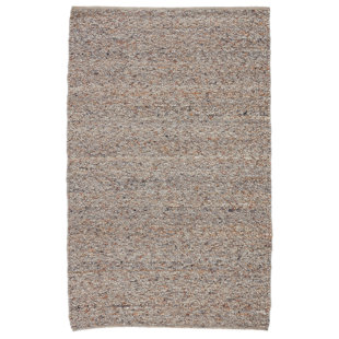 Hadren QTM02 Handmade Solid Light Gray and Tan Area Rug