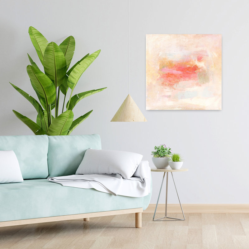 Art contemporain abstrait rosé, H 24 po x l 24 po