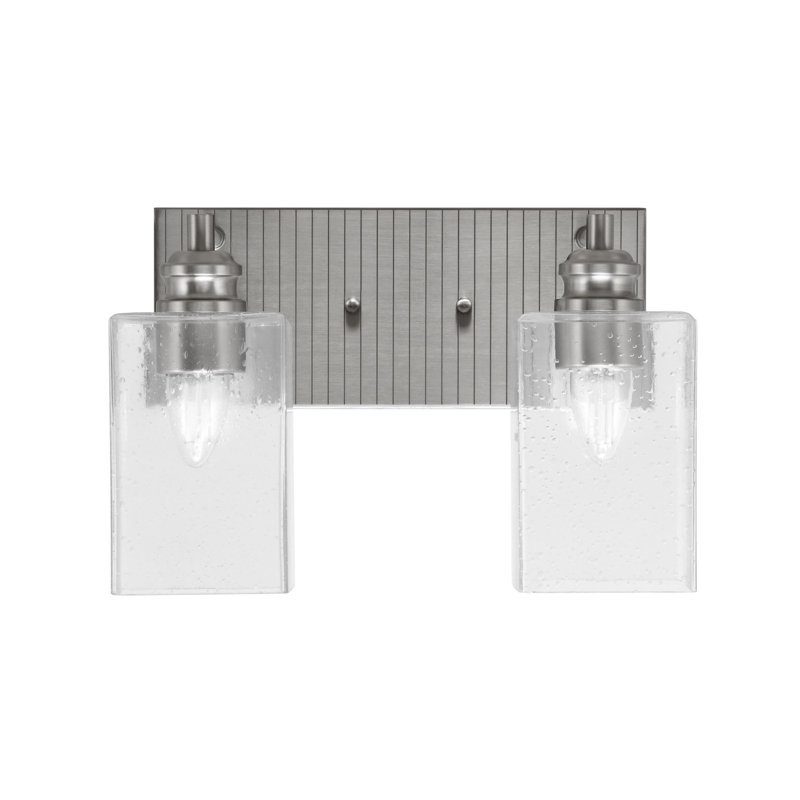 Barre d'éclairage de salle de bain 2 lumières Askas, Nickel brossé, Clair