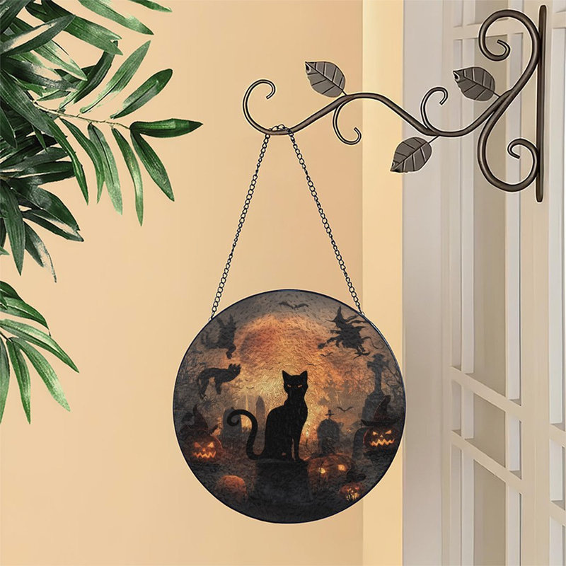 Chat noir noir Halloween, 9,8 x 9,8 po (25 x 25 cm)