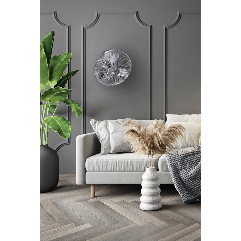 13" Oscillating Wall Mounted Fan, Brushed Nickel
