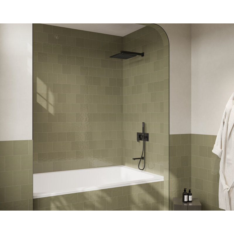 Crozet Pressure Balance 12-Inch Tub and Shower Faucet with Rain Shower Head, Hand Shower and Tub Spout, Matte Black