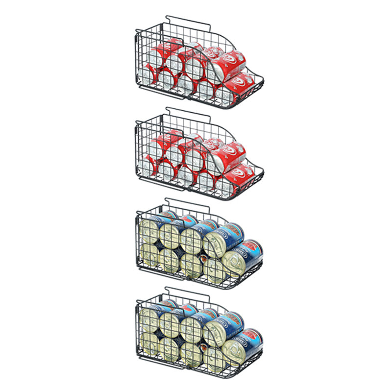 3 Tier Can Storage Rack 3 Layer Canned Food Soda Stacking Can Dispenser, Black, 19.68" H x 6.5" W x 14" D, 991.5