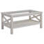 Table basse élégante avec structure en bois, plateau en verre trempé et étagère de rangement intégrée, table d'appoint pour salon, 100 x 55 cm, chêne blanc