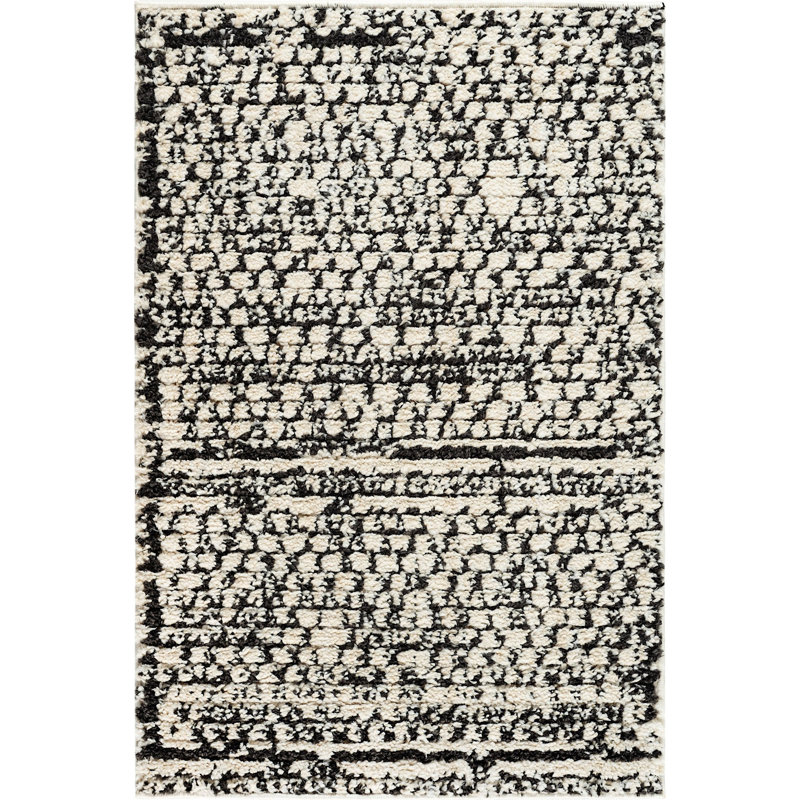 Tapis à motif abstrait noir et beige Victorville, Rectangle 2 pi 2 po x 3 pi
