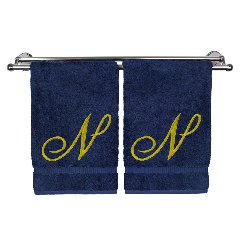 Super Plush Hand Towel, Navy/Gold, N