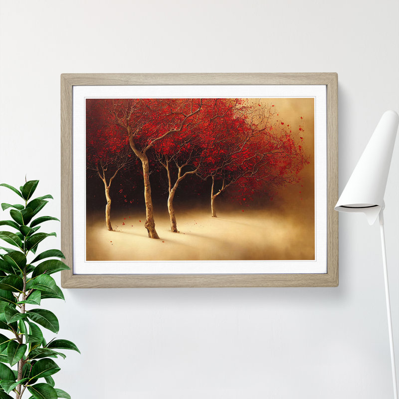 Impactful Trees - Single Picture Frame Print, 34cm H x 46cm W x 2cm D, Oak