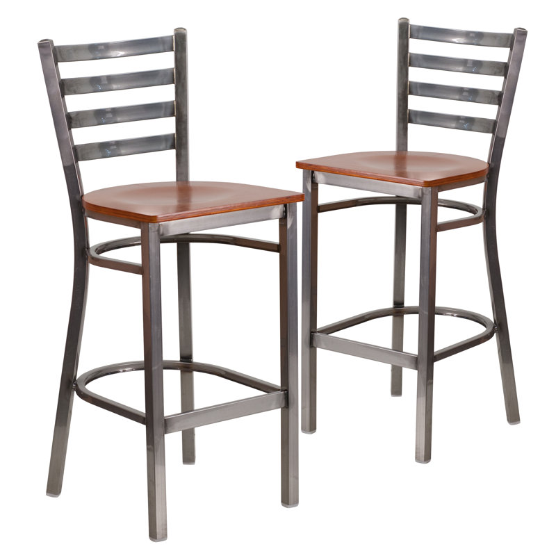 Tabourets de bar en métal Loughran, Cerise, 2, Gris