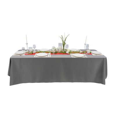 Restaurantware-Table Tek 90 x 132 Inch Table Cover, 1 Rectangle Wedding Tablecloth - Washable, Wrinkle-Free, Gray Polyester Banquet Tablecloth, Hemmed, For Parties, Holidays, or Buffets