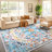Non-Slip Machine Washable Red/Teal/Gray Oriental Area Rug-645420750