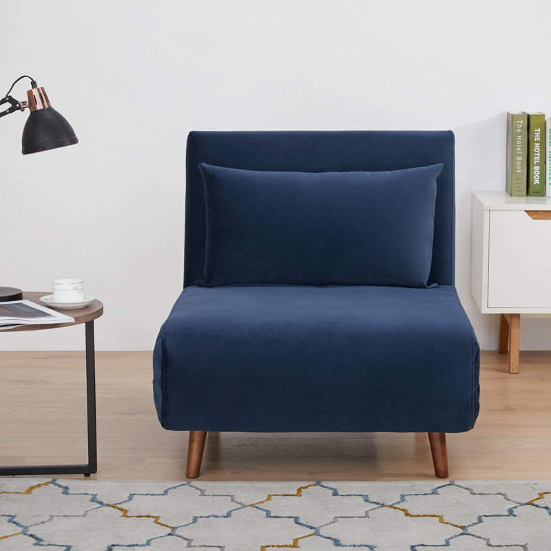 Jacquelyn 32" Wide Convertible Chair, Blue Velvet, 31.9"
