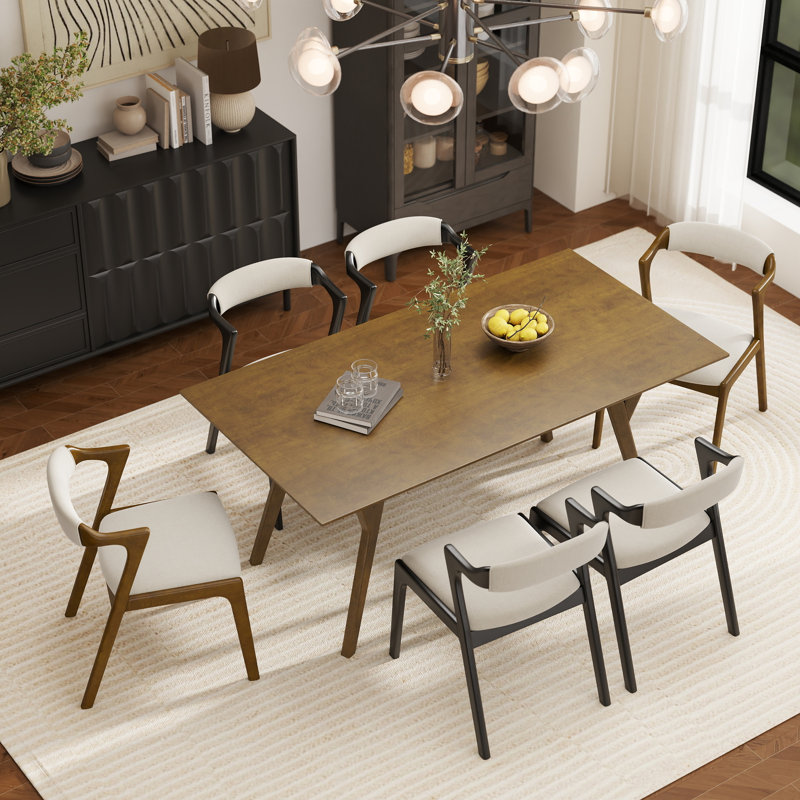 Table de salle à manger avec chaises Needham, 7, Noir/noyer