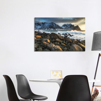 Unstad Beach, Lofoten In Norway - Wrapped Canvas Painting