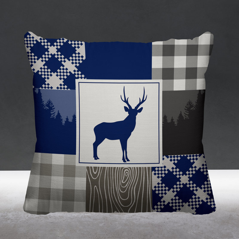Coussin intérieur / extérieur Range Trees Cabin, 19 po x 19 po, Bleu marine, Carré