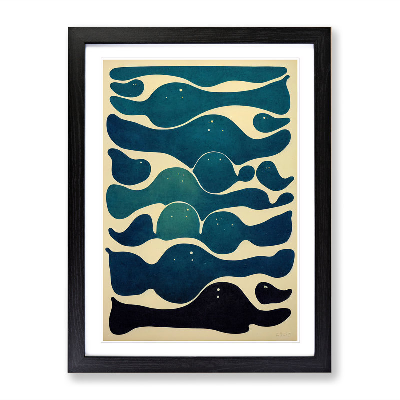 Retro Abstract Art No.7 - Framed Print, Black Framed, 64cm H x 46cm W x 2cm D