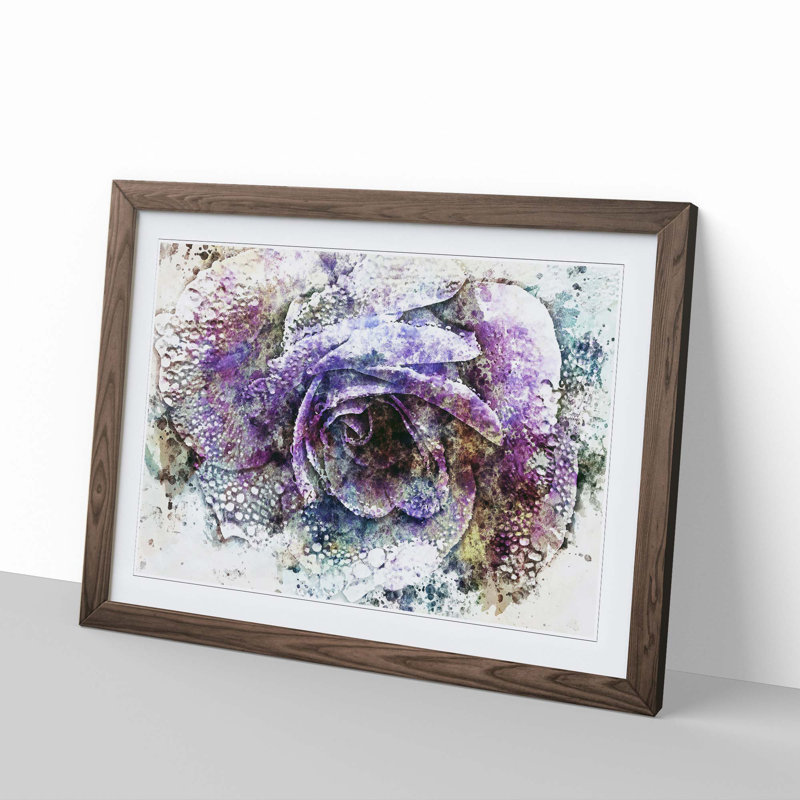Purple Rose in Abstract - Framed Print, 35cm H x 50cm W x 2cm D, Walnut