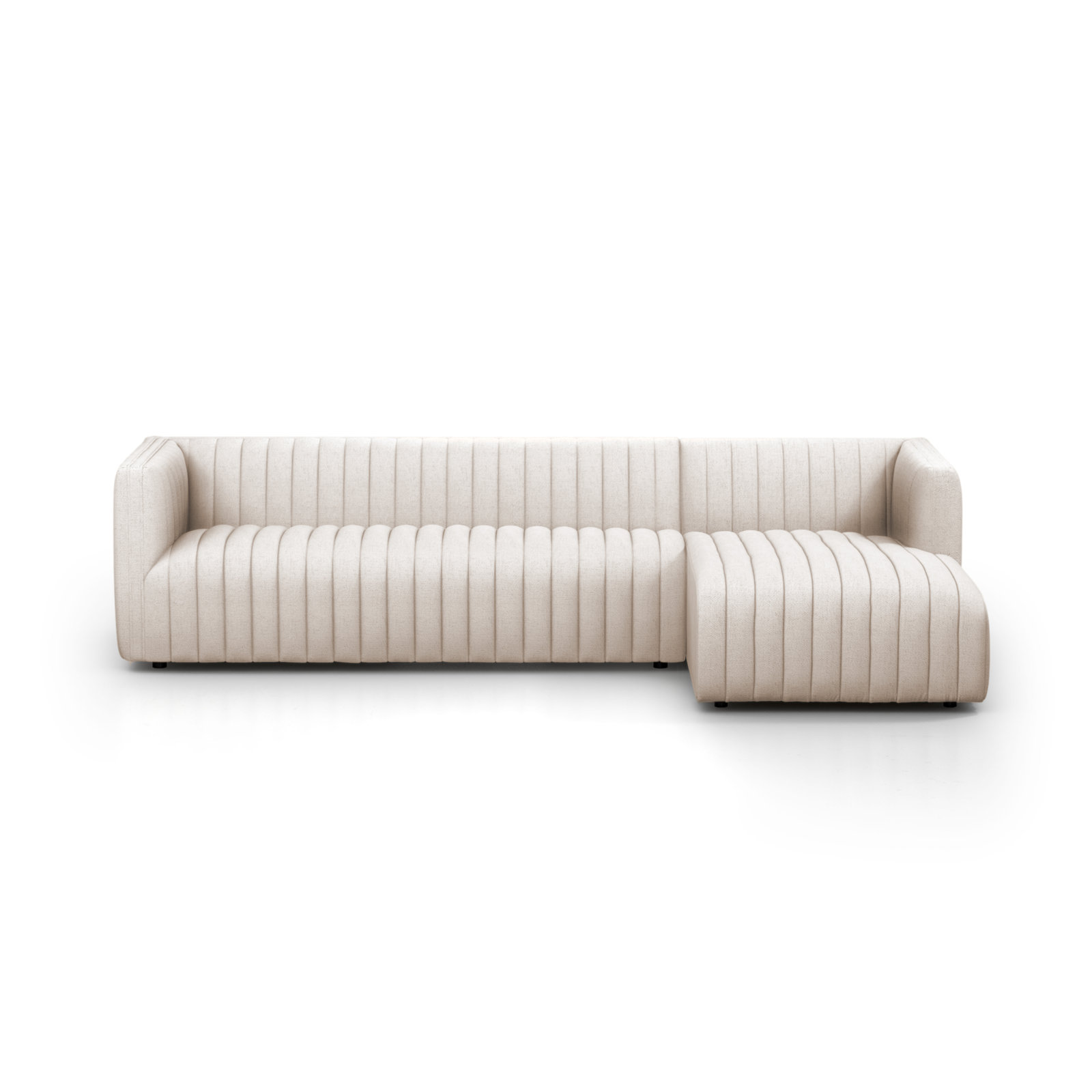 Brandt Upholstered Chaise L-Sectional, Left Hand Facing, Orly Natural Velvet, 26" H X 126" W X 64" D