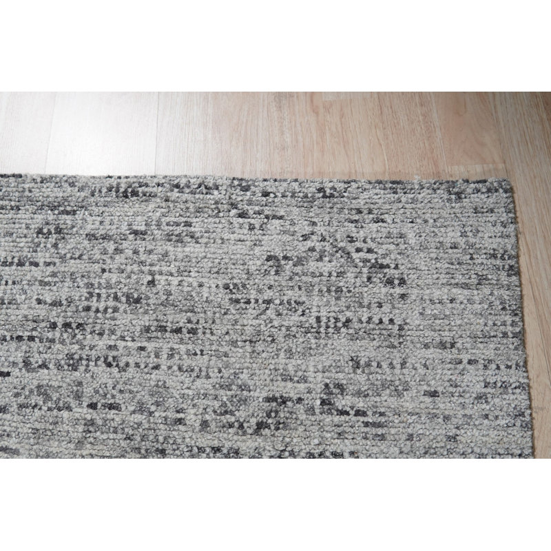 Tapis gris en soie noué à la main gris, 9 pi x 12 pi