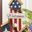 Maison d'oiseaux en bois patriotique - Porche Americana ou décoration de jardin