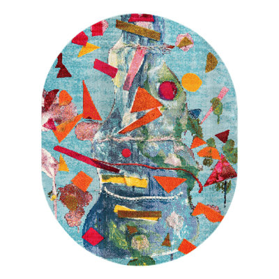 Abstract Blue/Orange Area Rug