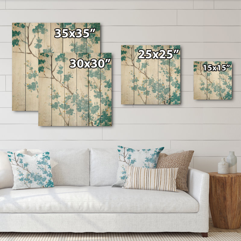 Fleurs de cerisier bleu sarcelle II - impression sur, H 30 po x l 30 po x P 1 po