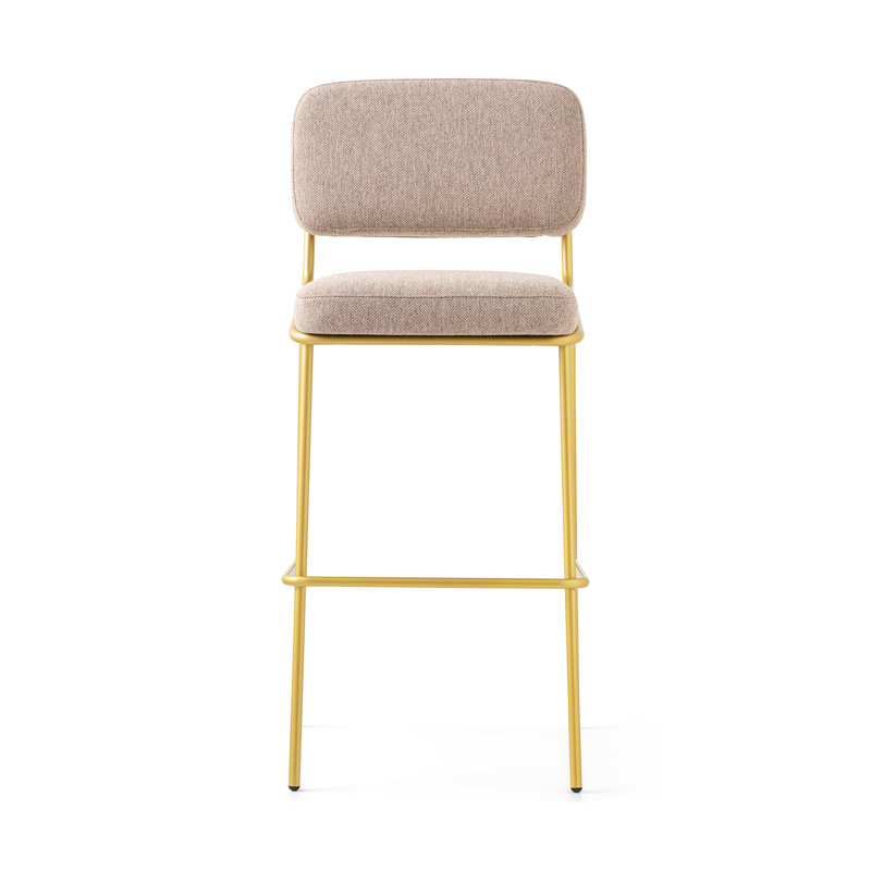 Sixty Upholstered Counter Stool with Metal Frame, Dark Forest Green, Painted Brass, Counter Stool (25.63" Seat Height)