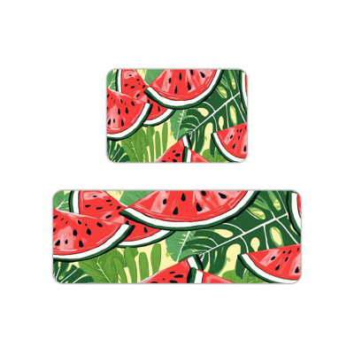 Yellow Watermelon Kitchen Mats, 2 Pack for Summer Kitchen & Patio Decor