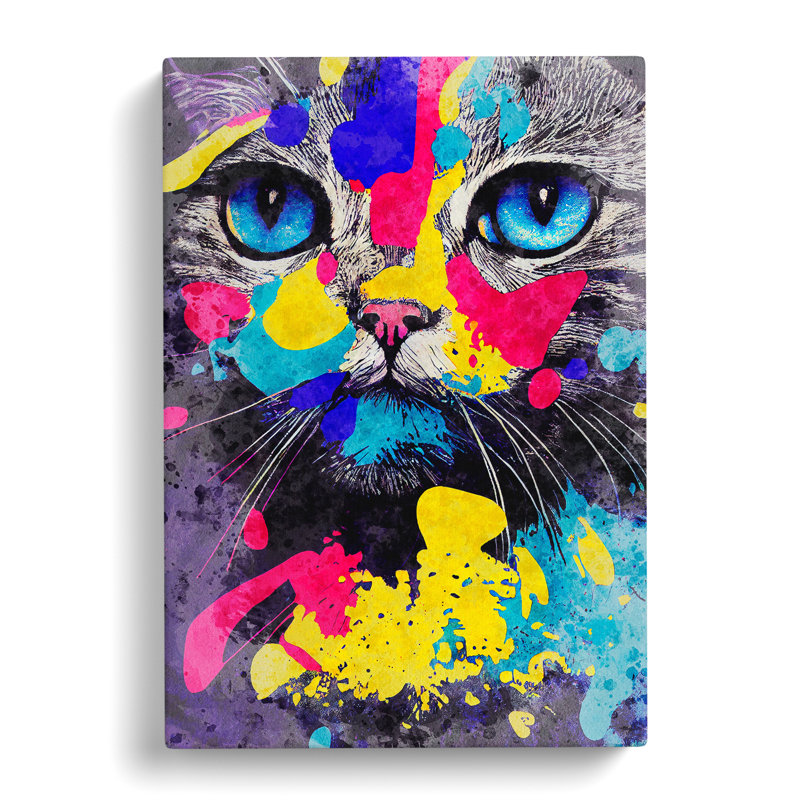 Catt Paint Splash No.5 - Wall Art, Wrapped Canvas, 50cm H x 35cm W x 3cm D, No Matte
