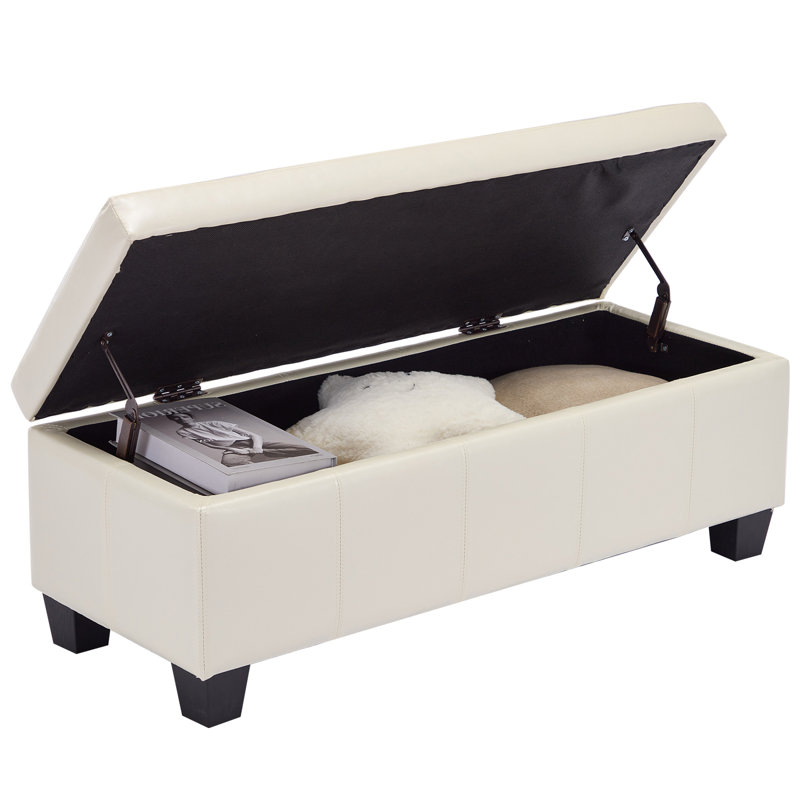 Rectangle Upholstered Storage Bench Ottoman&Stool, Beige