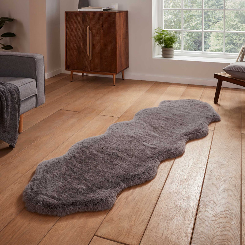 Lehi area rug Table Tufted Sheepskin Grey, Novelty 60 x 180cm