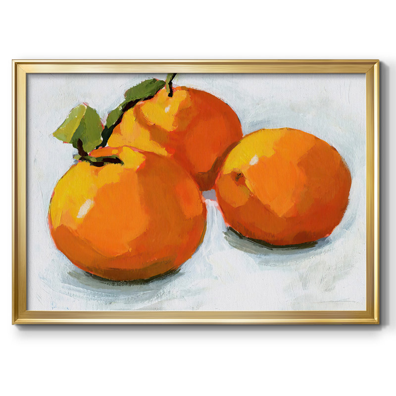 Mathewson Citrus Grouping I, Toile encadrée dorée avec coins fermés, H 26 po x l 38 po x P 1,5 po