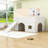 Wood Low Loft Bed with Slide and Storage Shelves-838121805