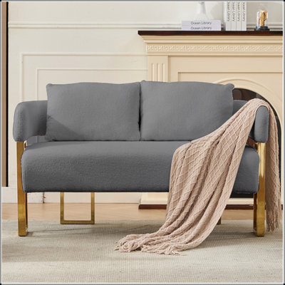 Luxurious Teddy Fleece Upholstered Metal Leg Side Chair for Living Rooms and Office Spaces