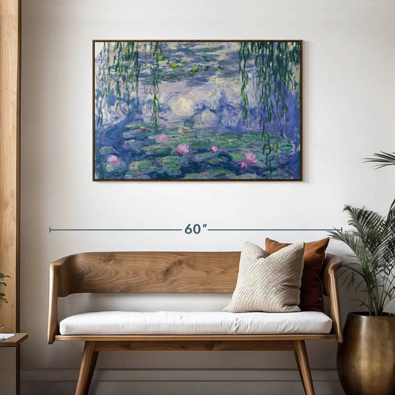 Nymphéas V, Cadre flottant noyer, 43 po x 29 po
