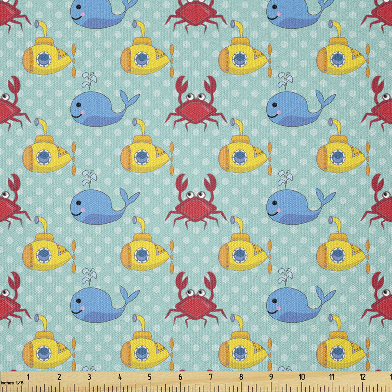 Covello Underwater Life Submarines Whales and Crabs Multi-Purpose Fabric
