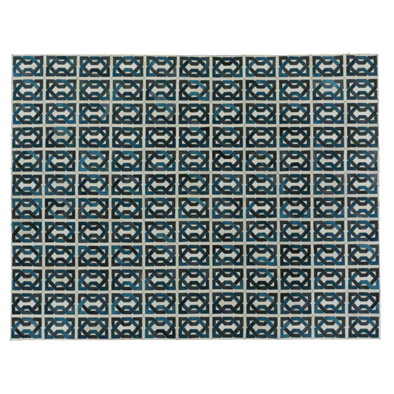 Natural Hide Cowhide Geometric Area Rug, Rectangle 5' x 8'