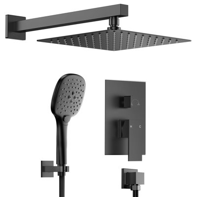 Pressure-Balanced Shower System, 10-Inch RainfallShower Faucet with Rough-in Valve
