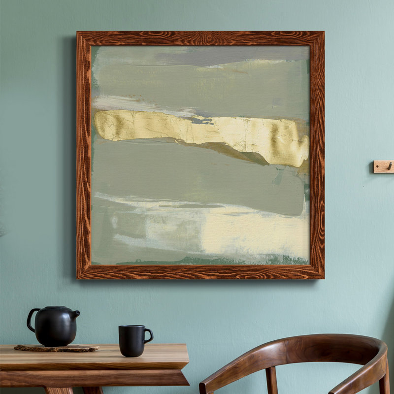 Toile encadrée sauge et or Swipe III-Premium - prête à être accrochée, H 17 po x l 17 po x P 1,5 po, Cadre en érable