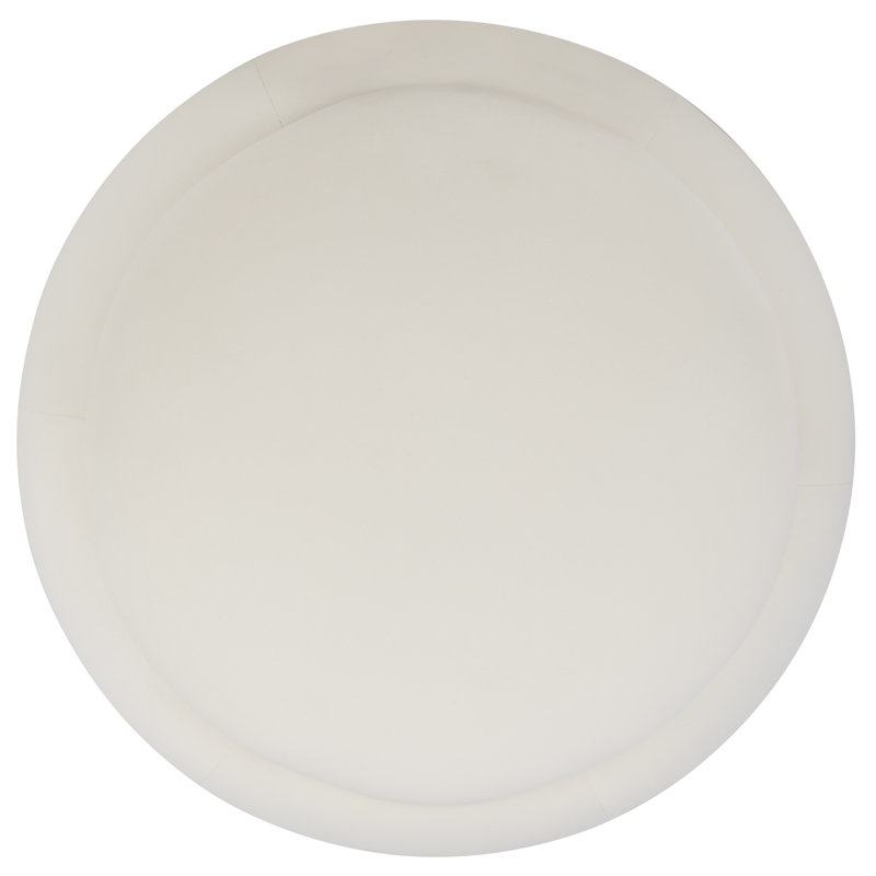Siara Round Storage Ottoman, Creme