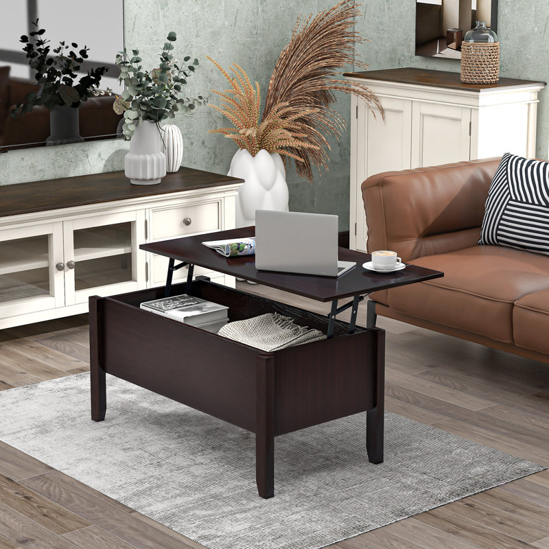 Table basse extensible avec rangement McBrine, Cerisier