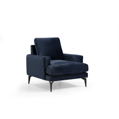 Fauteuil à oreilles Elegant, bleu marine, 31,5 po x 35,4 po x 34,6 po | Structure en bois de hêtre, tissu 100% polyester, rembourrage en mousse douce | Conception portable avec housse nettoyable à sec, parfaite pour les espaces hôteliers et industriels