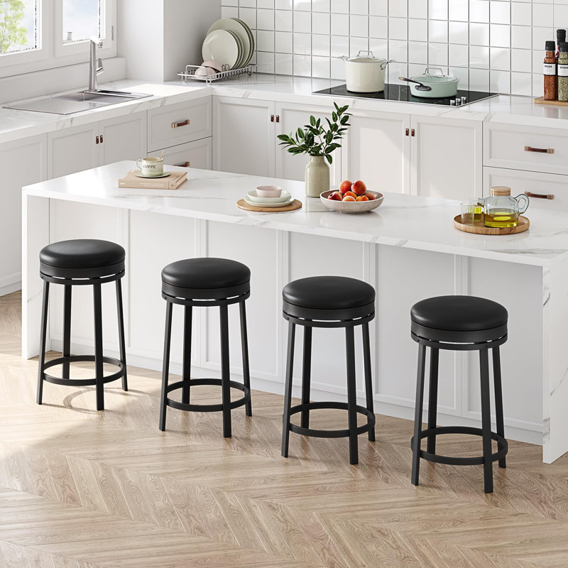 Counter Stool with Metal Frame, Black, 2