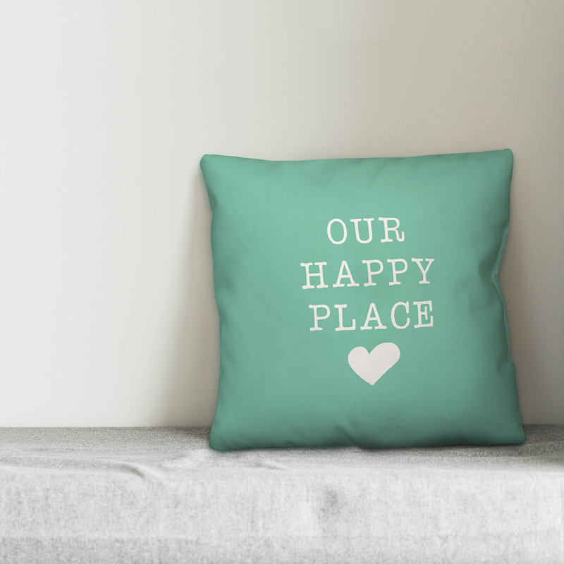 Textual Outdoor Throw Pillow, 16" H x 16" W, Mint Green