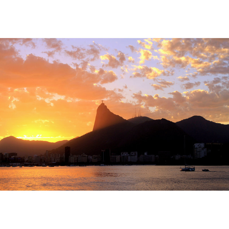 Sunset In Christ The Redeemer - Wrapped Canvas Print, 30cm H x 46cm W x 3.8cm D