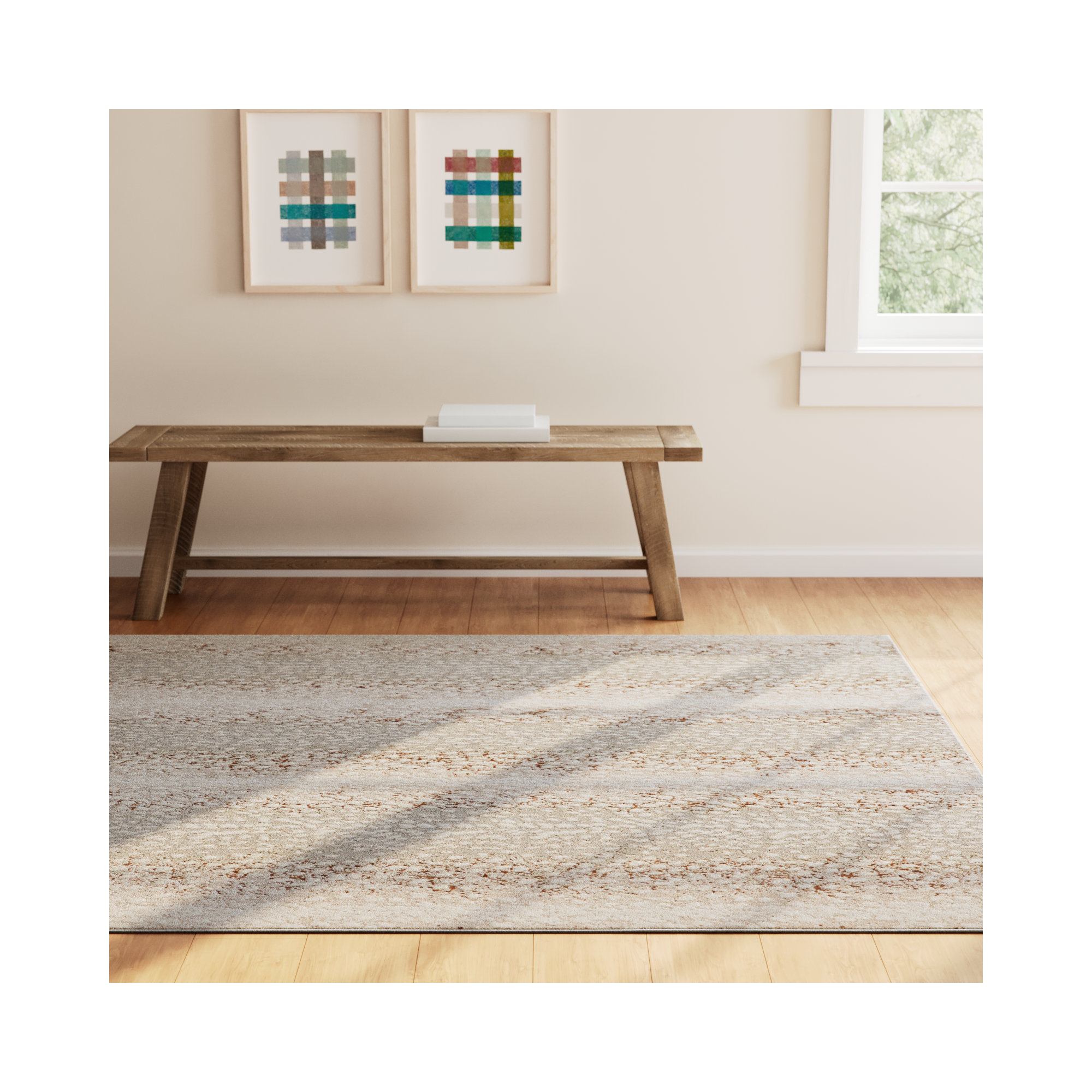Baytown Feather Gray/Moonbeam/Bison Rug, Rectangle 5' x 7'6"