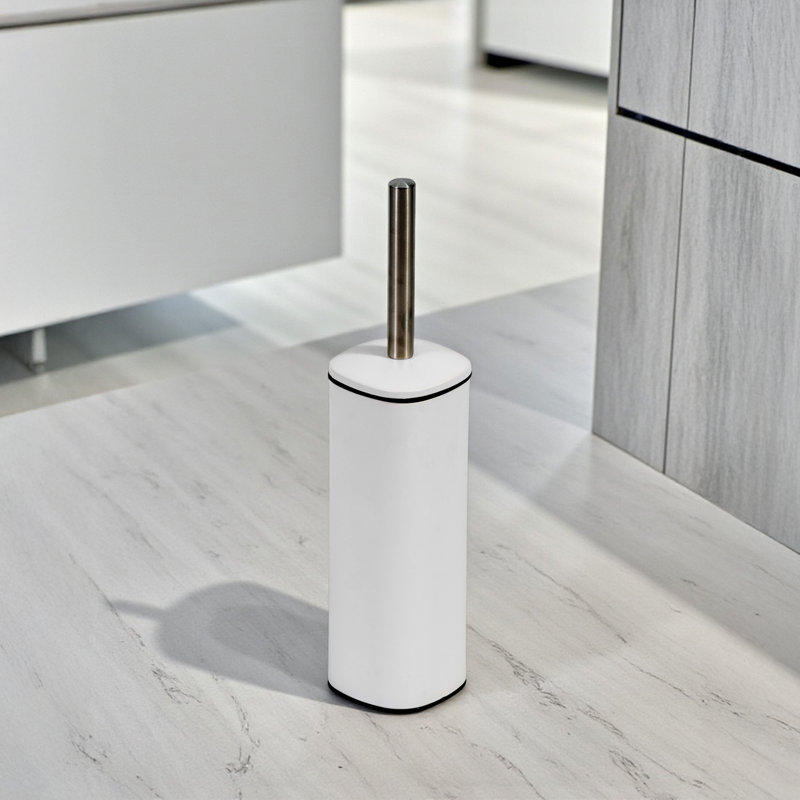 Capri Stainless Steel Toilet Brush Satin, White