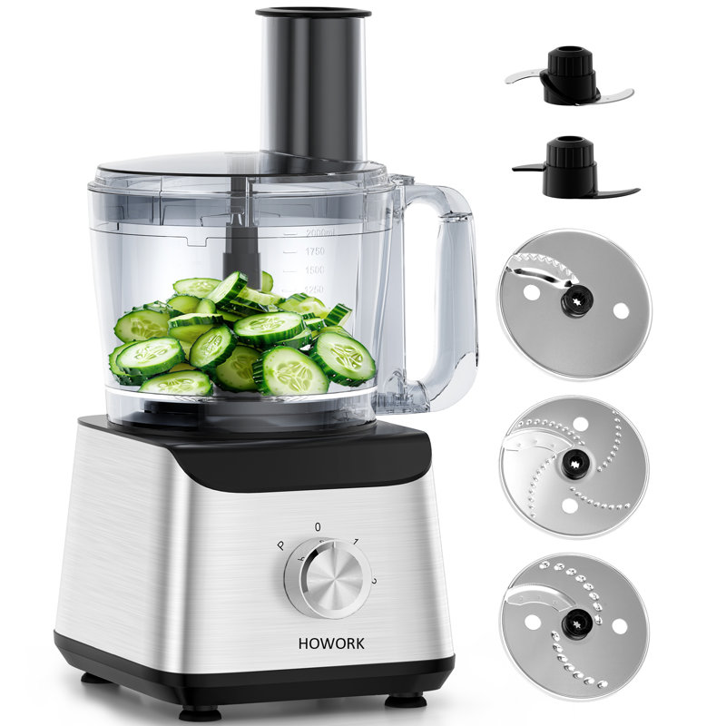 HOWORK 12 Cup Food Processor Vegetable Chopper with 2 Speeds & Pulse Function for Mincing, Dicing, Shredding, Puree & Kneading Dough, Black